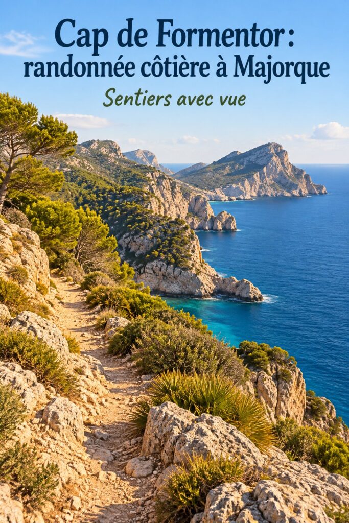 Randonnée côtière au Cap de Formentor avec vue sur la mer à Majorque.