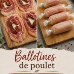 Ballotines de poulet garnies de coppa, tomates séchées et mozzarella, prêtes à être servies.