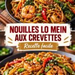 Un plat de Shrimp Lo Mein savoureux avec des crevettes et légumes frais.