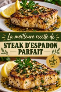 Un steak de poisson grillé servi avec des légumes frais et une sauce citronnée