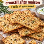 Assiette de crackers sains faits maison avec des graines.