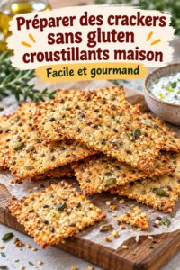 Assiette de crackers sains faits maison avec des graines.