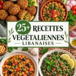 Plats végétaliens inspirés de la cuisine libanaise sur une table.