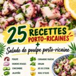 Recettes traditionnelles de Porto Rico avec un plat de salade de poulpe frais.