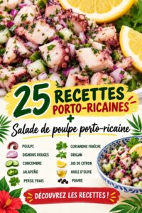 Recettes traditionnelles de Porto Rico avec un plat de salade de poulpe frais.
