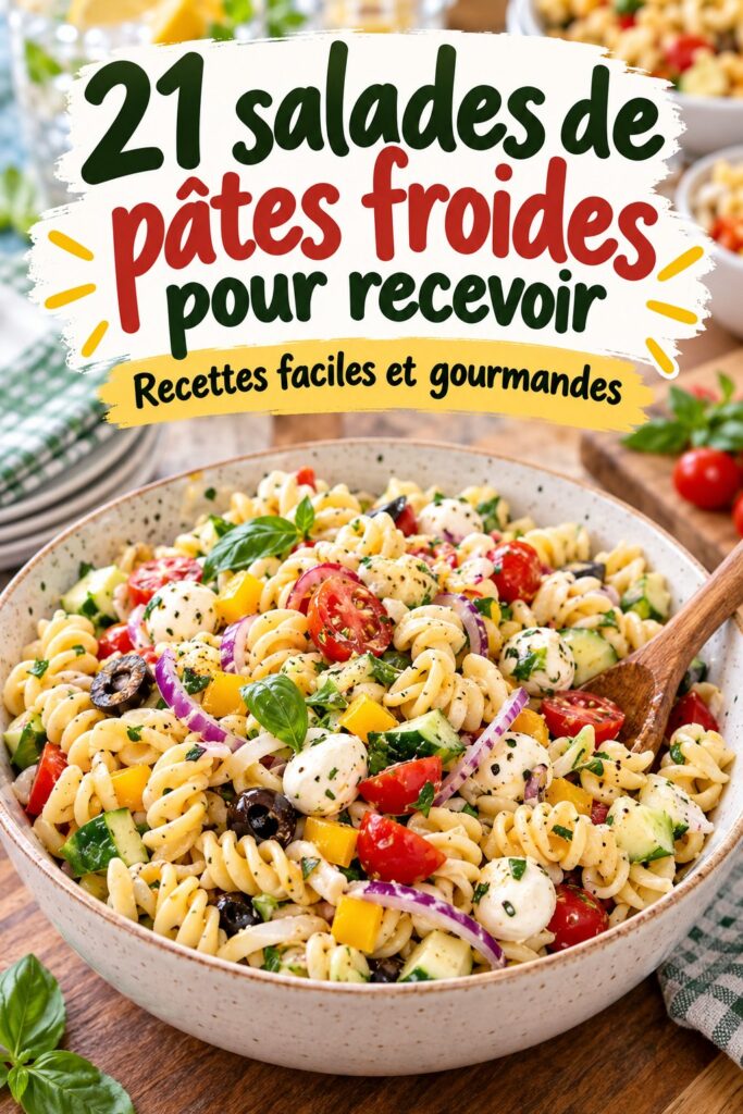 Salade de pâtes froides colorée avec des légumes frais