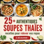 Assortiment de soupes thaïlandaises avec des ingrédients frais et colorés