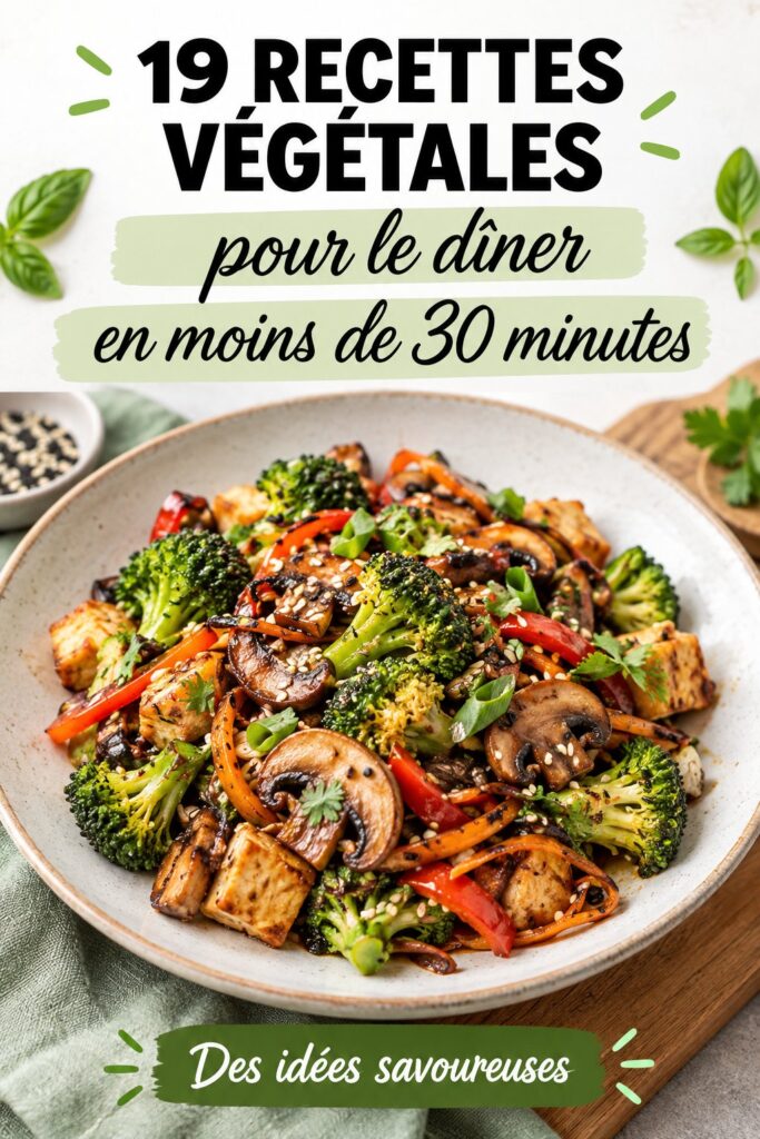Dîner rapide végan préparé en moins de 30 minutes avec des légumes frais et savoureux.