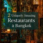 Restaurant décoré de façon unique à Bangkok, offrant des plats traditionnels et modernes.