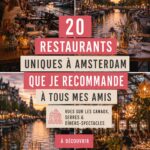 Vue d'un restaurant avec terrasses sur les canaux d'Amsterdam