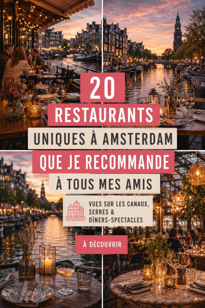 Vue d'un restaurant avec terrasses sur les canaux d'Amsterdam