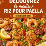 Paella colorée avec du riz bomba, légumes et fruits de mer