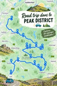 Un paysage pittoresque du Peak District avec des collines verdoyantes et des sentiers de randonnée
