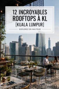 Vue panoramique d'un rooftop à Kuala Lumpur avec le skyline en arrière-plan.