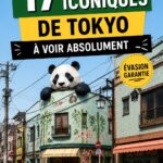 Vue d'une rue emblématique à Tokyo avec des néons et des décorations traditionnelles