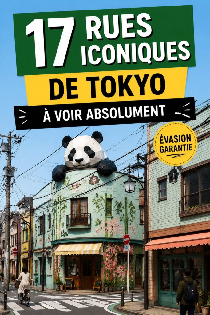 Vue d'une rue emblématique à Tokyo avec des néons et des décorations traditionnelles