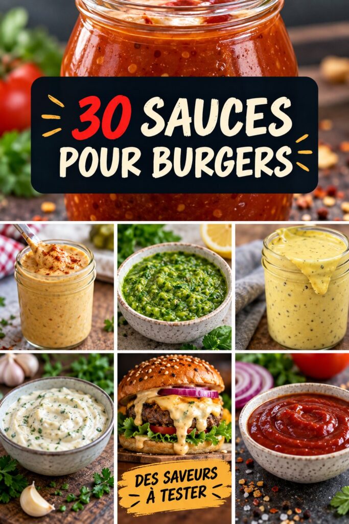 Assortiment de burgers avec différentes sauces malaisiennes sur une table