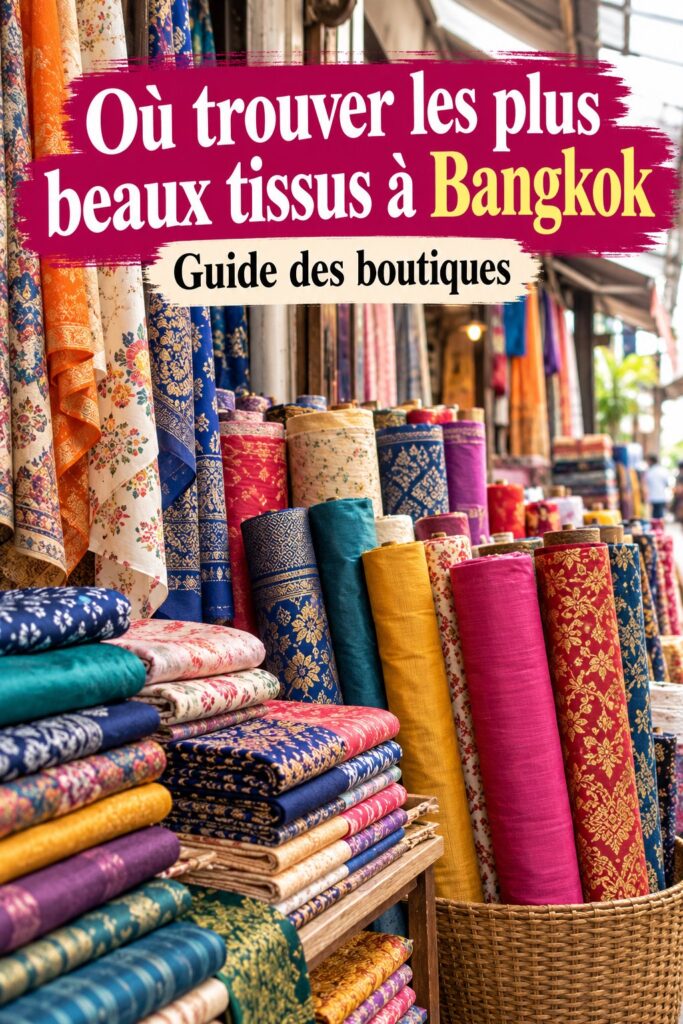 Femme explorant des boutiques de tissus colorées à Bangkok