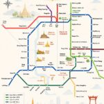 Skytrain circulant sur un pont à Bangkok avec des gratte-ciels en arrière-plan