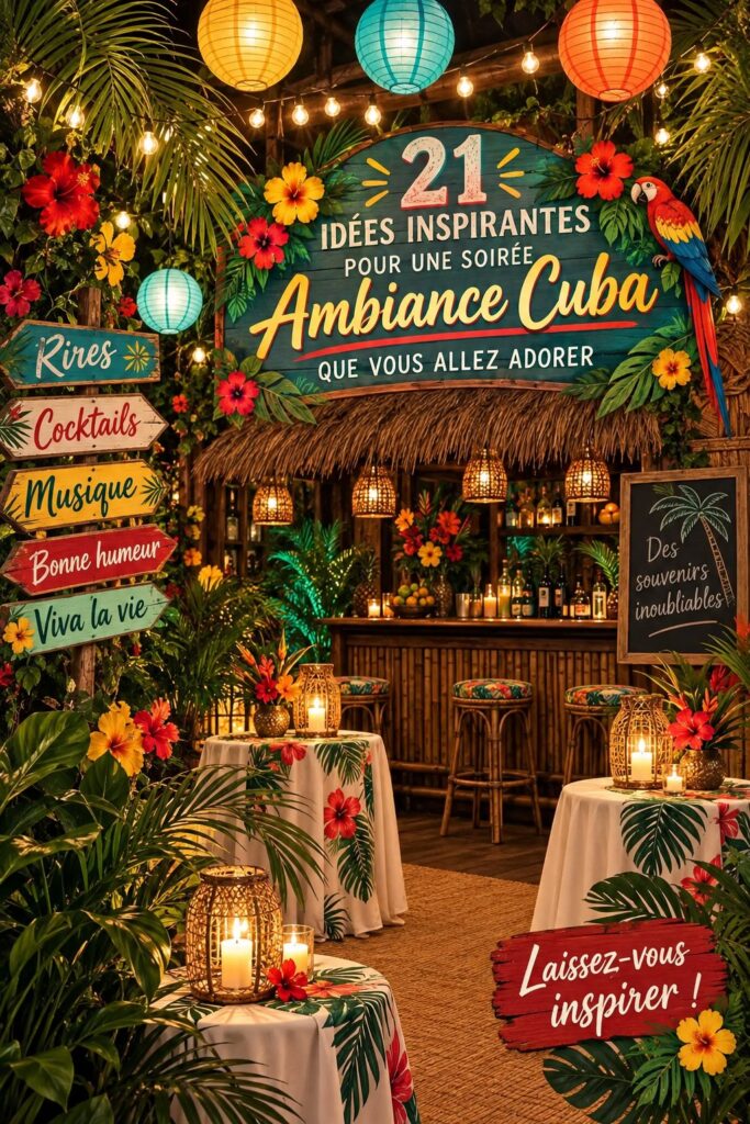 Une décoration de soirée inspirée de La Havane avec des éléments colorés et exotiques