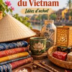 Souvenirs artisanaux colorés du Vietnam en exposition