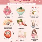 Des souvenirs japonais colorés disposés sur une table