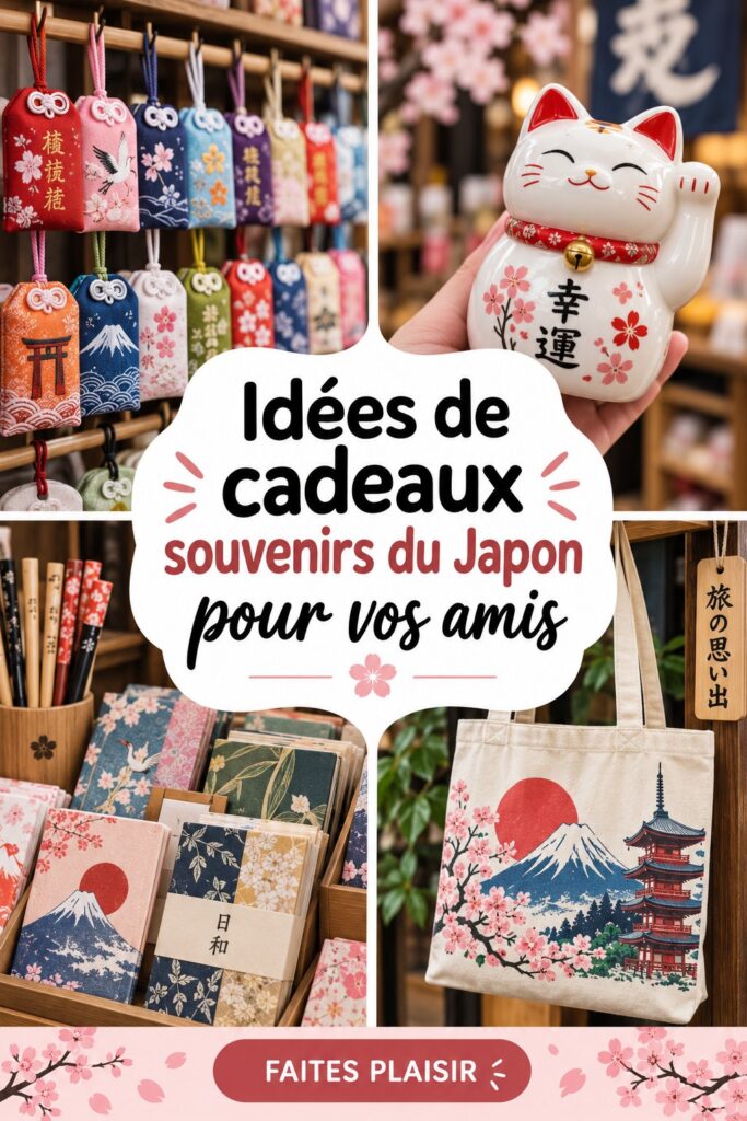 Souvenirs japonais colorés à offrir, représentant la culture japonaise.