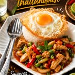 Plats de street food thaïlandaise présentant des couleurs vives et des ingrédients frais.