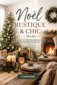 Intérieur rustico-chic avec des meubles en bois et des décorations chaleureuses.