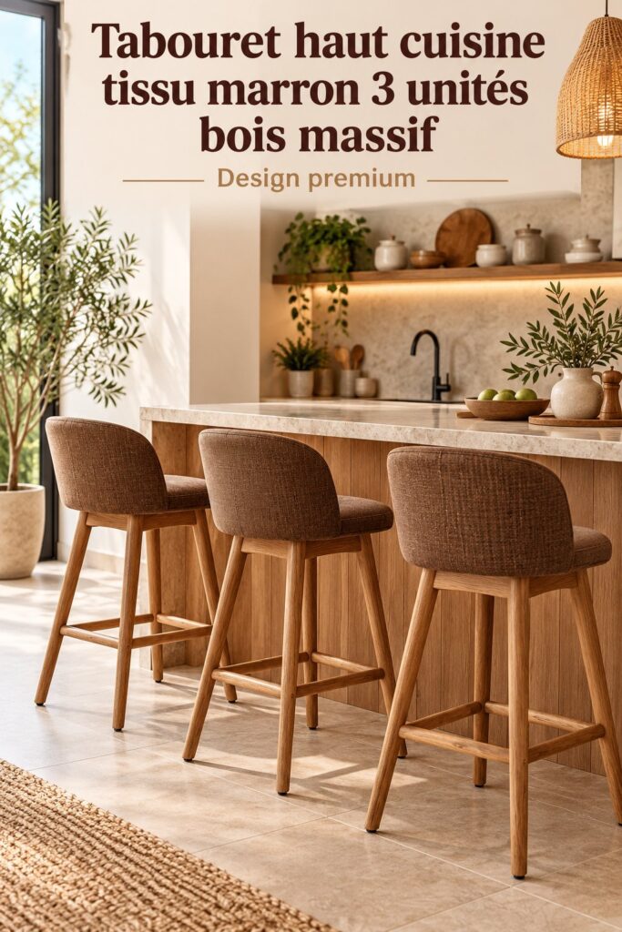 Tabourets de bar en cuir dans une cuisine moderne, ajoutant du style et du confort.