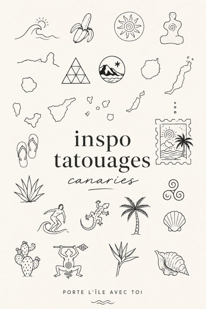 Tatouage représentant une vague inspirée des Canaries sur le bras d'une femme en vacances.