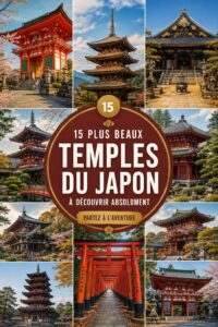 Temple japonais traditionnel entouré de cerisiers en fleurs, une vue apaisante et emblématique du Japon.