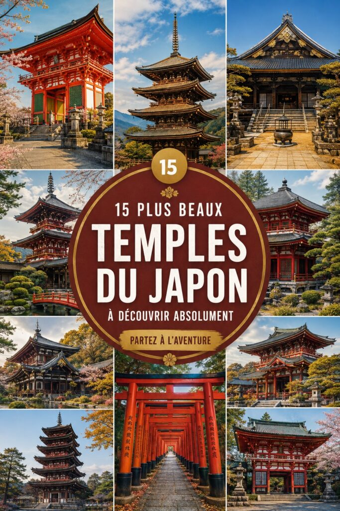Temple japonais traditionnel entouré de cerisiers en fleurs, une vue apaisante et emblématique du Japon.