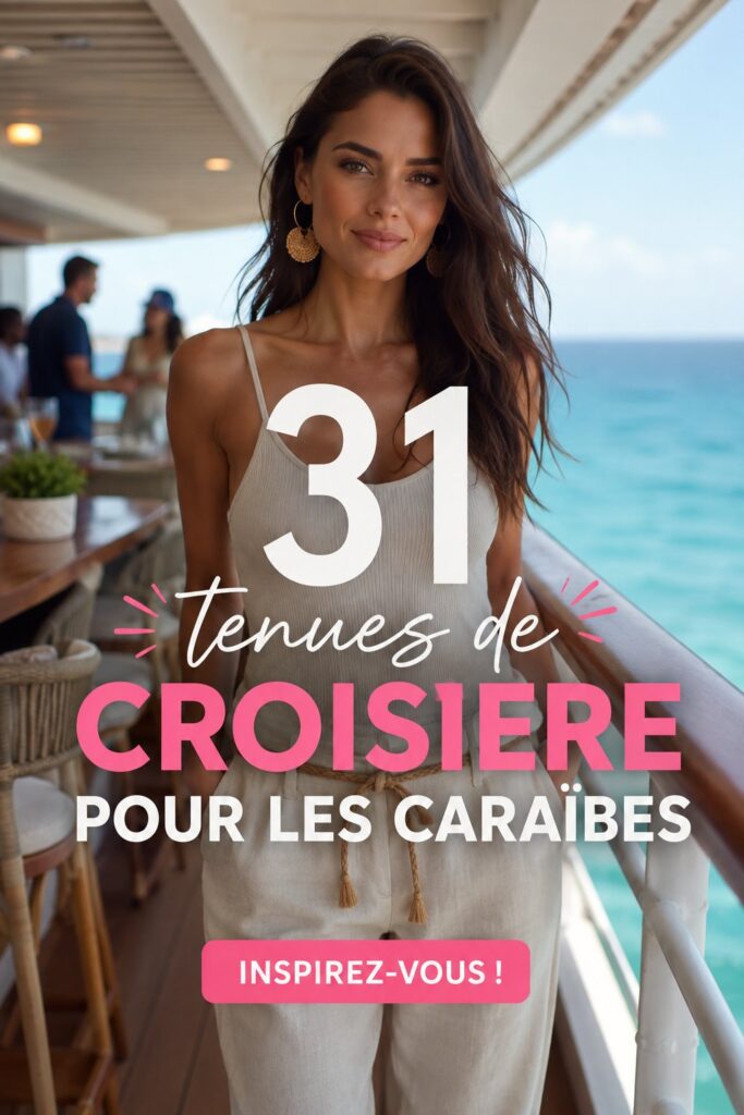 Femme en robe légère sur un bateau de croisière dans les Caraïbes