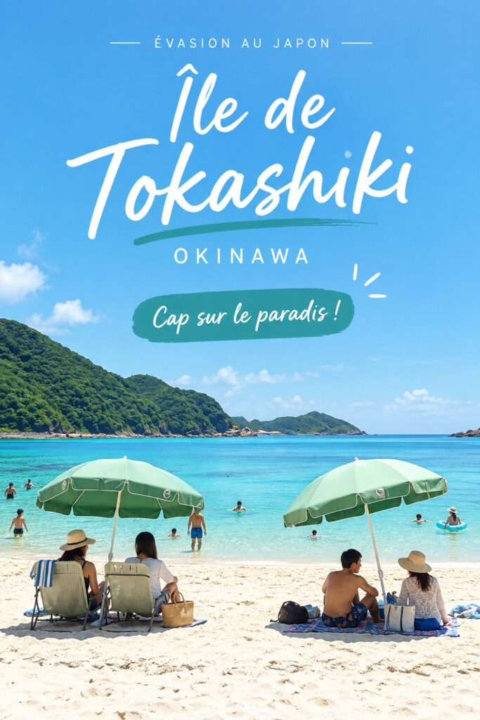 Vue panoramique de l'île de Tokashiki à Okinawa avec ses plages et sa nature luxuriante.