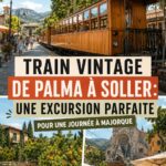 Tram vintage reliant Palma à Soller, offrant une vue magnifique sur la campagne de Mallorca