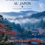 Scène d'un temple caché au Japon entouré de verdure