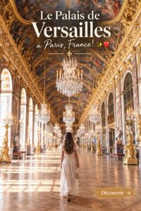Vue du Palais de Versailles avec ses jardins luxuriants et son architecture baroque