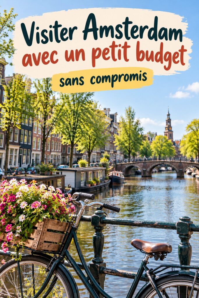 vue d'Amsterdam avec ses canaux et maisons typiques, idéale pour un week-end à petit budget