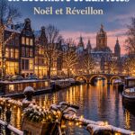 Vue des illuminations de Noël à Amsterdam, créant une ambiance magique en décembre.