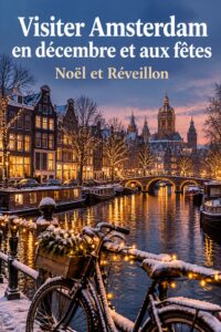 Vue des illuminations de Noël à Amsterdam, créant une ambiance magique en décembre.