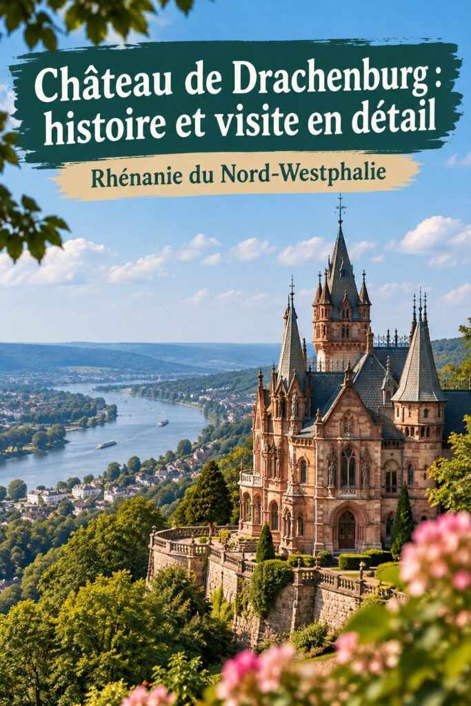 Vue panoramique du Château de Drachenburg entouré de verdure en Allemagne.
