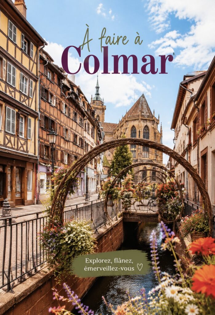 Vue panoramique de Colmar, ville alsacienne avec ses maisons colorées au bord des canaux