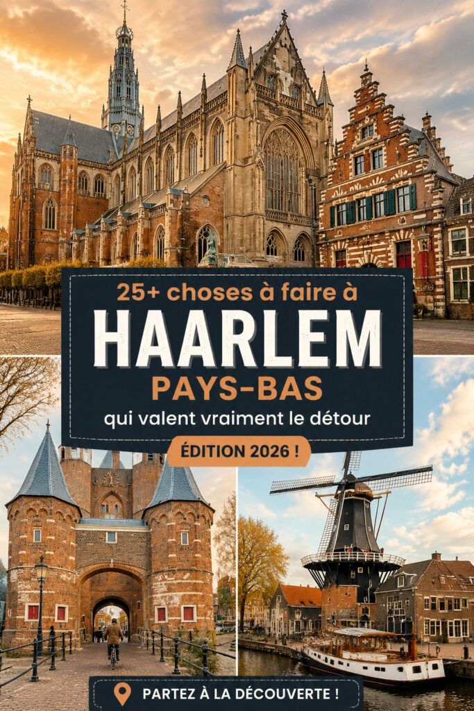Vue sur la vieille ville de Haarlem avec ses bâtiments historiques.