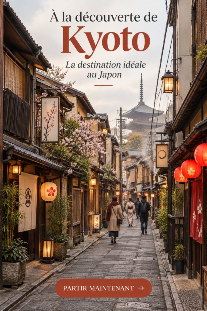 Temple traditionnel dans les rues de Kyoto, Japon, un incontournable pour les visiteurs.