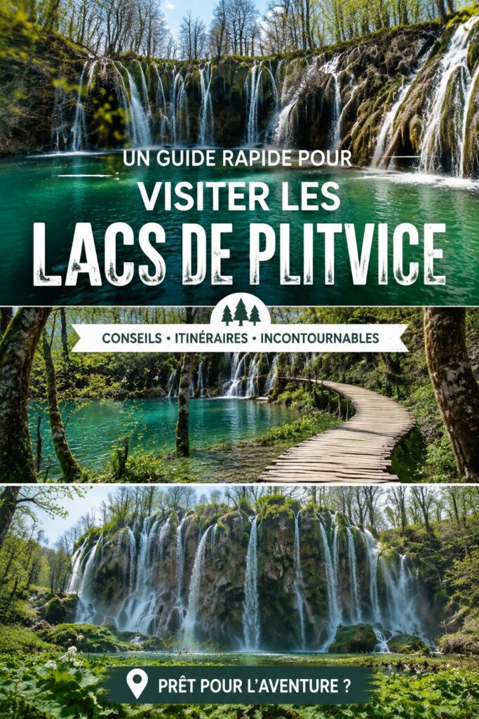 Paysage magnifique des lacs de Plitvice en Croatie, avec des cascades et une végétation luxuriante.