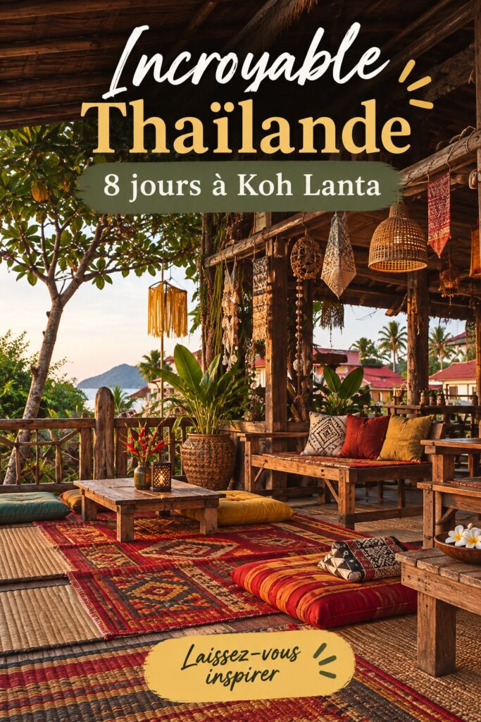 Plage tranquille de Koh Lanta avec son sable blanc et ses eaux turquoise - un cadre idyllique pour des vacances relaxantes.