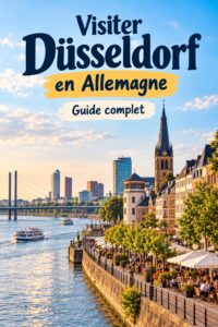 Vue panoramique de Düsseldorf, montrant son architecture moderne le long du Rhin.