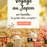 Une famille en voyage au Japon admirant des cerisiers en fleurs.