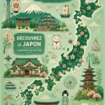 Un paysage emblématique du Japon avec des cerisiers en fleurs